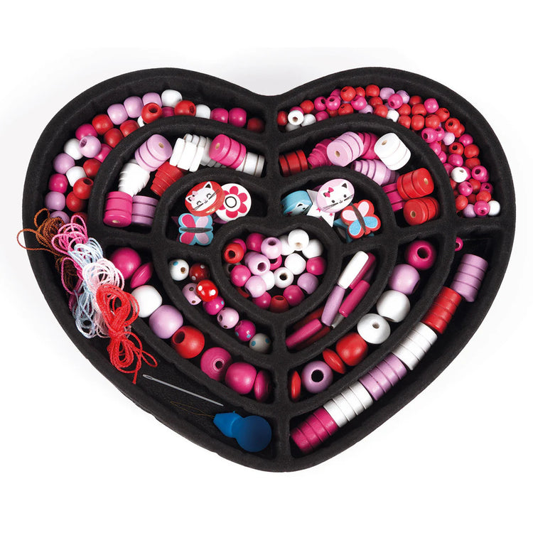 Janod 250 Beads Cat - Wooden Jewelry Kit in Heart Tin Case