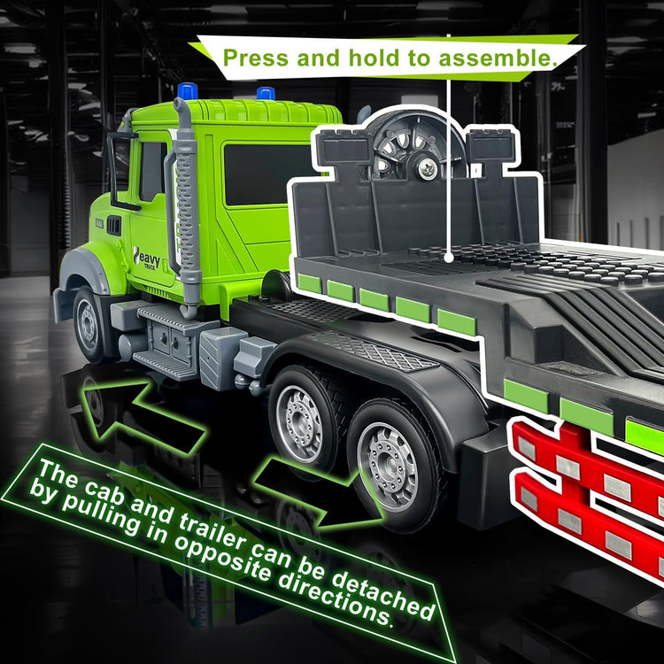 2-in-1 RC Lowbed Semi-Trailer Truck & Excavator Toy Set - 1:12 Scale
