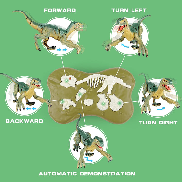 Remote Control Velociraptor Building Toy with Lights & Sounds for Kids