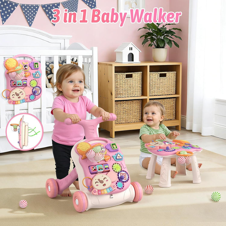3-in-1 Baby Walker & Activity Center – Early Educational Push Toy with Music Panel