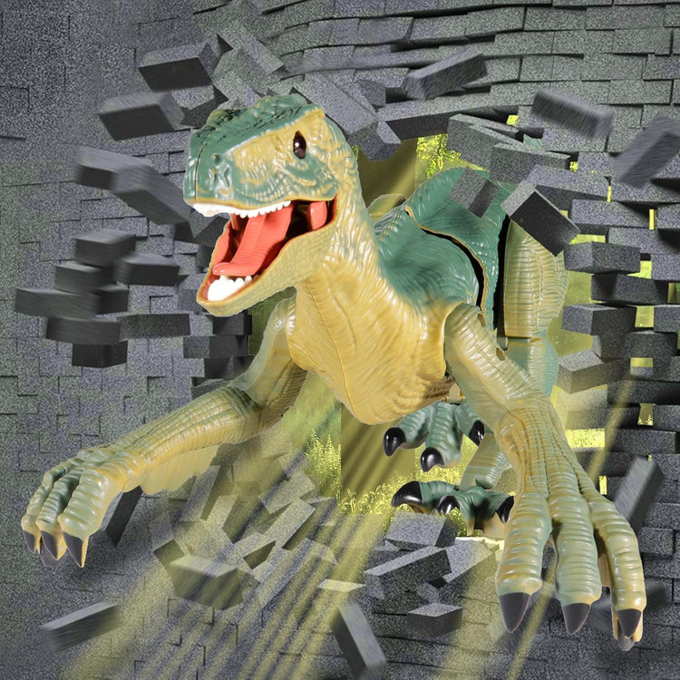 Remote Control Velociraptor Building Toy with Lights & Sounds for Kids