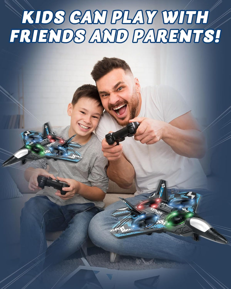 RC Plane Drone with LED Lights & 360° Flips