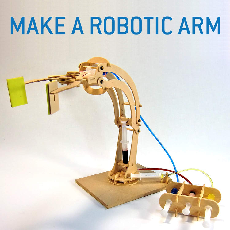 Copernicus Working Wooden Robotic Arm Kit - Build and Learn Hydraulics