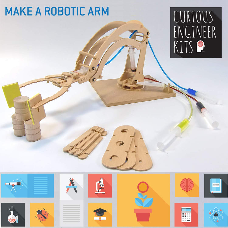 Copernicus Working Wooden Robotic Arm Kit - Build and Learn Hydraulics