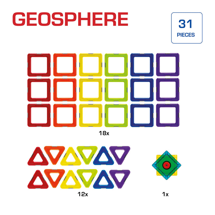 GeoSmart GeoSphere - 31-Piece Magnetic Spinner Building Set