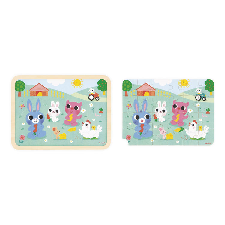Janod Farm Wooden Puzzle - 24 Pieces with Spot-the-Difference