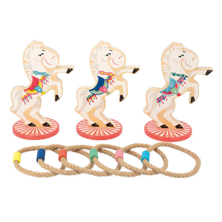 Janod Applepop Horse - Wooden Carnival Ring Toss Party Game