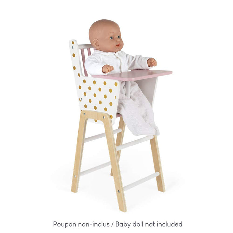 Janod Candy Chic Highchair - Wooden Doll Chair with Cushion
