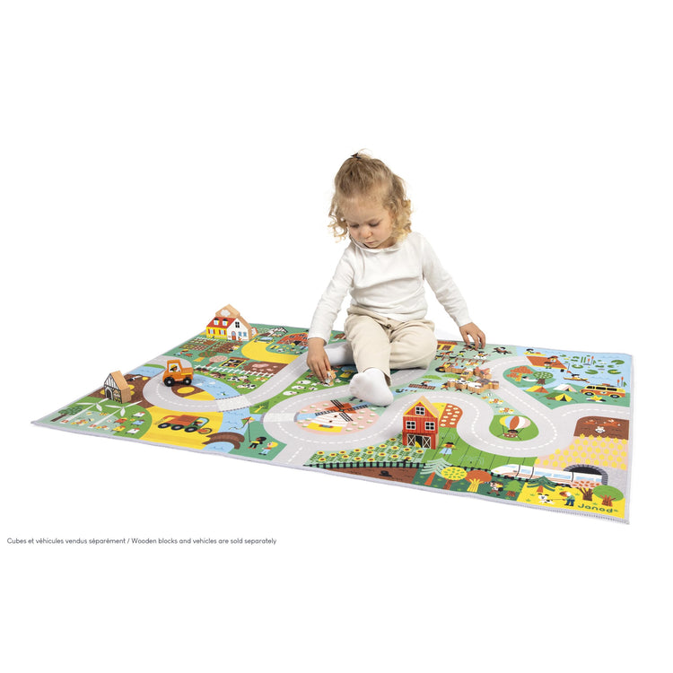 Janod Countryside Car Rug - Soft Non-Slip Play Mat 120cm