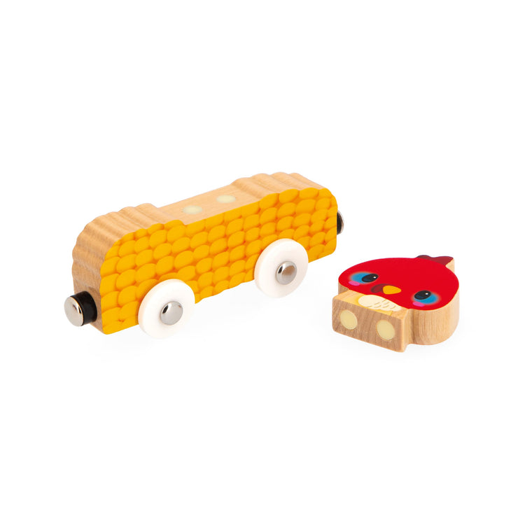 Janod Farm Car Train - Magnetic Interchangeable Animal Cars
