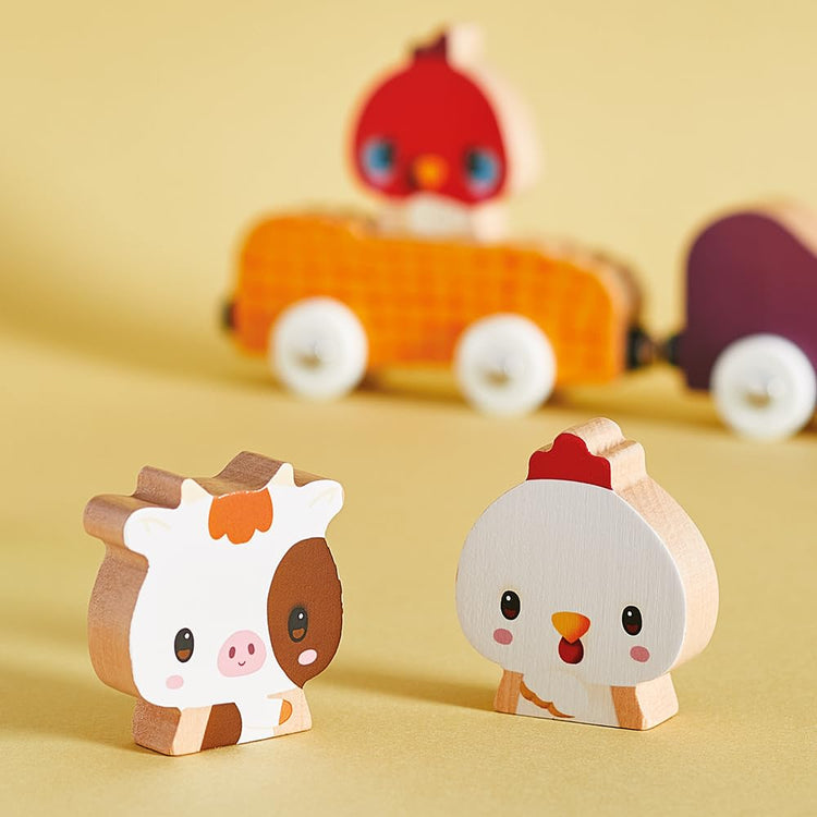 Janod Farm Car Train - Magnetic Interchangeable Animal Cars