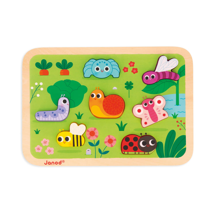 Janod Garden Chunky Puzzle - 7 Easy-Grip Wooden Pieces Toy