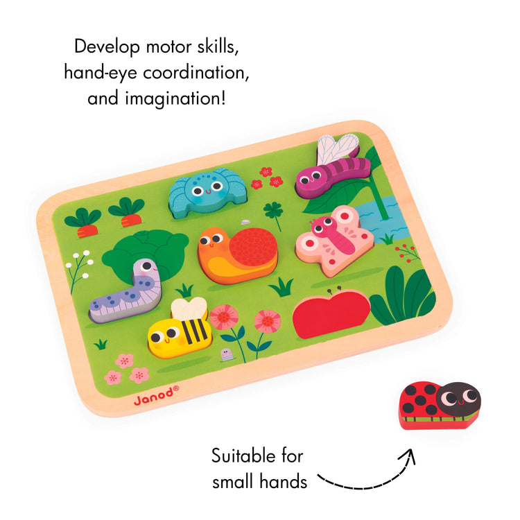 Janod Garden Chunky Puzzle - 7 Easy-Grip Wooden Pieces Toy