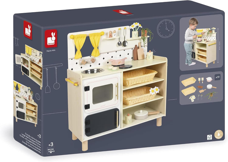 Janod Large Wooden Kitchen - 16 Accessories and 2 Ovens