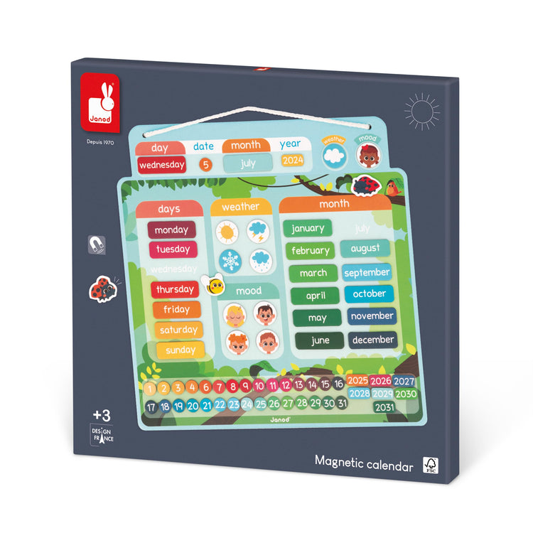 Janod Magnetic Wooden Calendar - 71 Pieces for Daily Learning