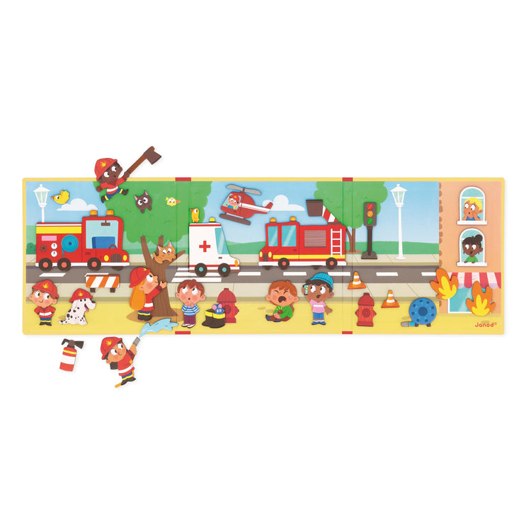 Janod Firefighters Magneti'Stories - 30-Piece Rescue Play