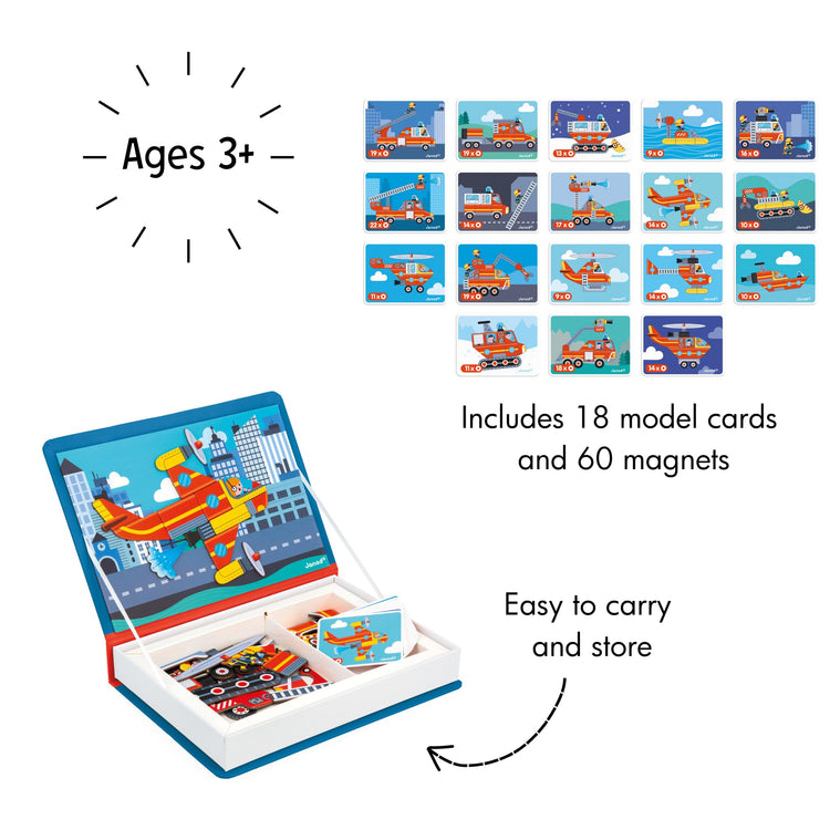 Janod Firefighters Magneti'Book - 60 Magnets for Rescue Fun