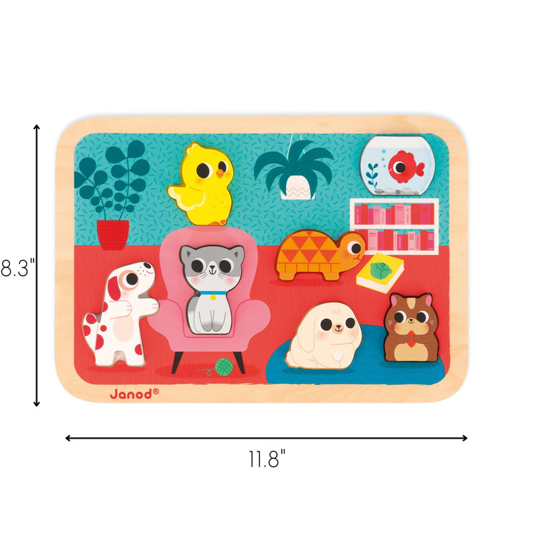 Janod Pets Chunky Puzzle - 7 Easy-Grip Wooden Animal Pieces