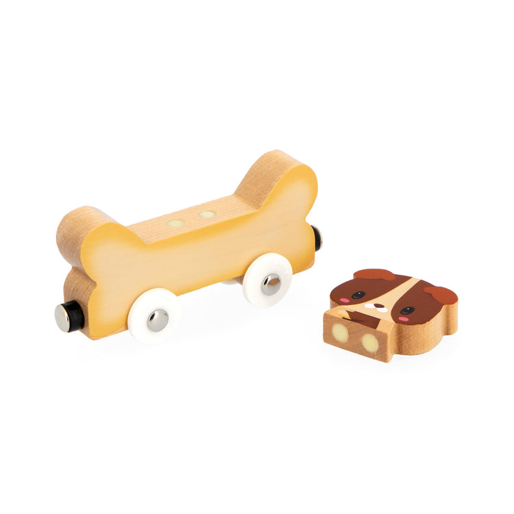 Janod Pets Car Train - Magnetic Cars Shaped Like Favorite Foods