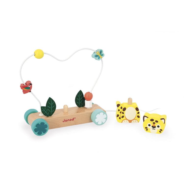 Janod Pull-Along Tiger - Wooden Abacus for Early Walkers