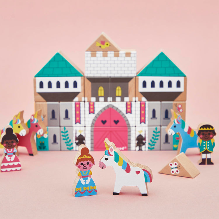 Janod 35 Wooden Cubes - Enchanted Kingdom Building Play Set