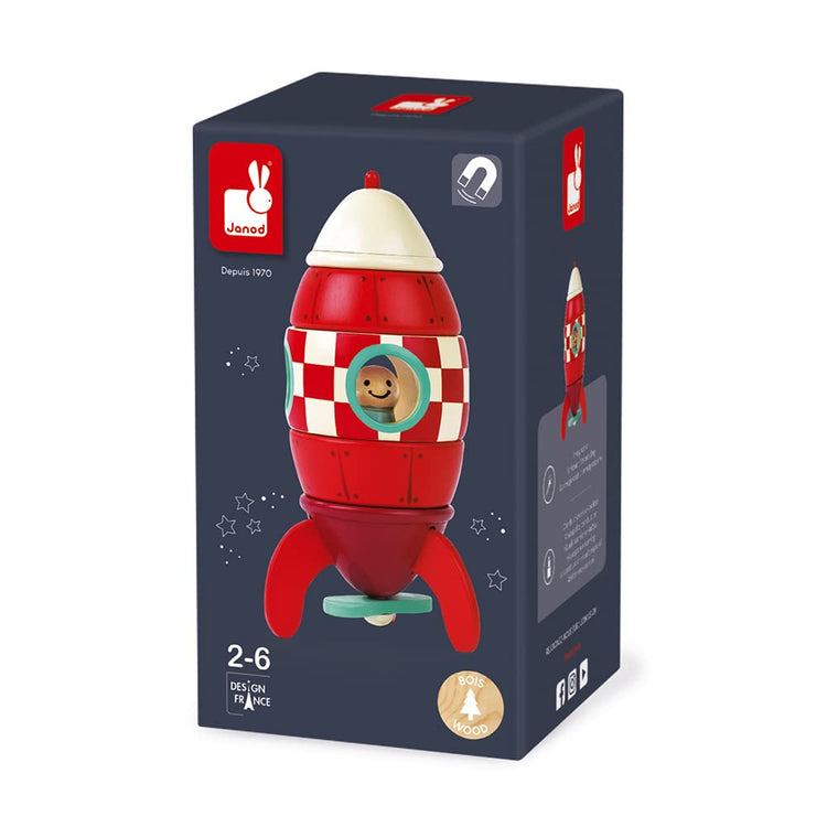 Janod Magnetic Rocket Kit - 5-Piece Wooden Space Adventure