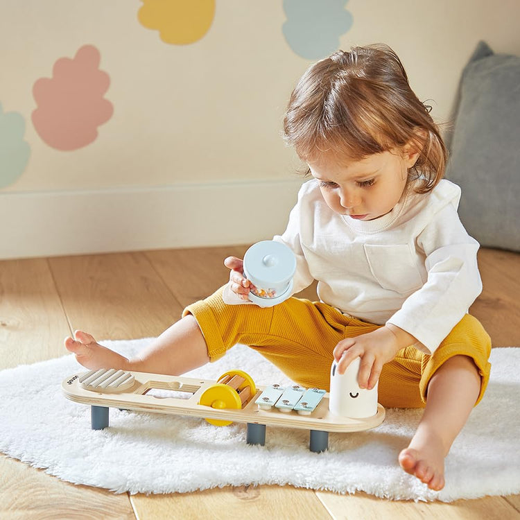 Janod Caterpillar Wooden Music Stand - 5 Instruments for Sensory Play