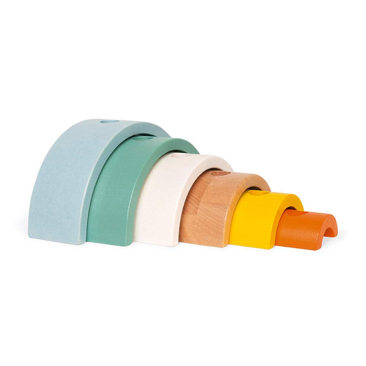 Janod Rainbow Turtle - 2-In-1 Stacking Pull Toy with Arches
