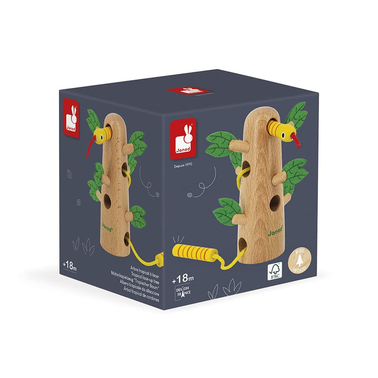 Janod Tropik Lace-Up Tree - Wooden Lacing Toy with Felt