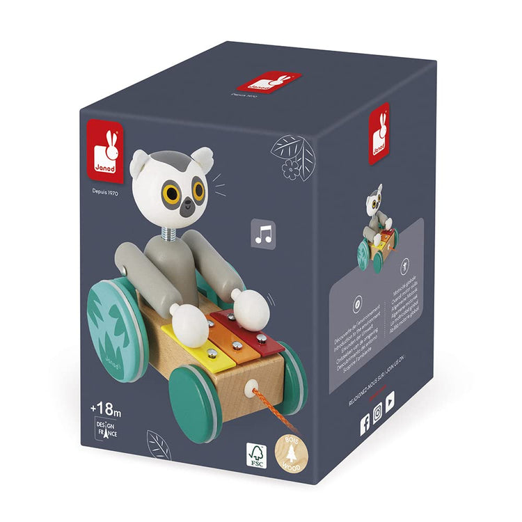 Janod Lemur Xylophone - 2-In-1 Pull-Along Musical Adventure