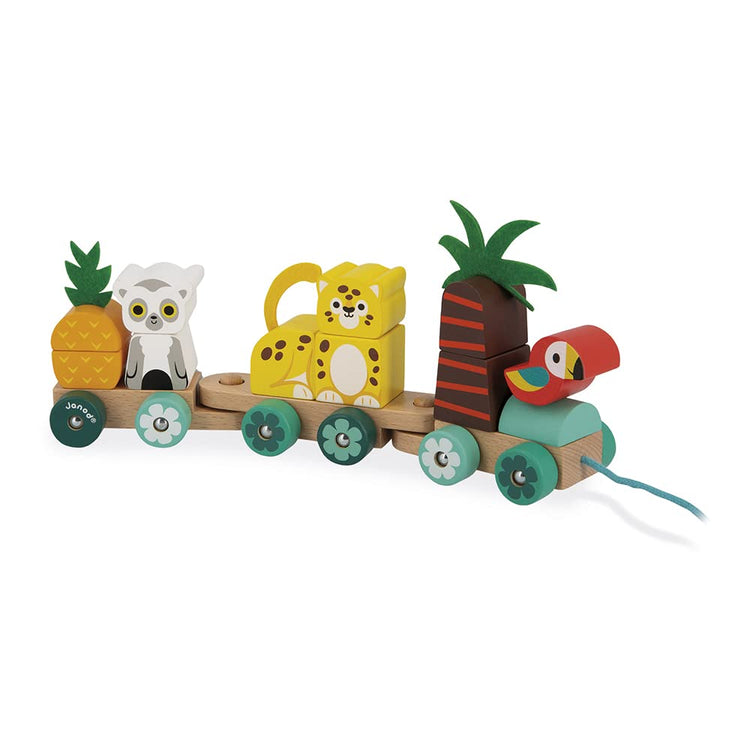 Janod Tropik Train - 11 Pieces and 3 Cars for First Steps