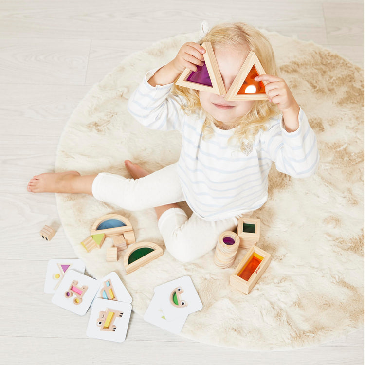 Janod Wooden Assembly Blocks - 18 Blocks, 6 Model Cards