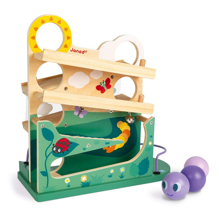 Janod Caterpillar Ball Track - Wooden Ramp Run for Toddlers