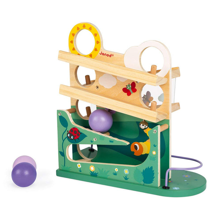 Janod Caterpillar Ball Track - Wooden Ramp Run for Toddlers
