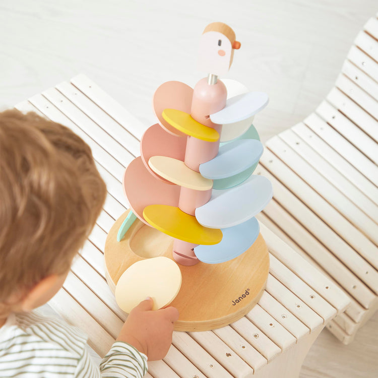 Janod Bird Descender - Wooden Slide with Rolling Marbles