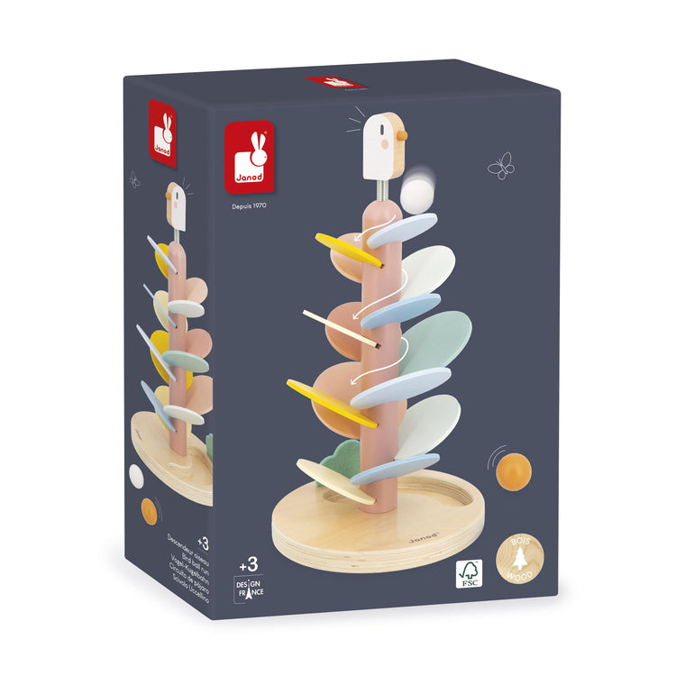 Janod Bird Descender - Wooden Slide with Rolling Marbles