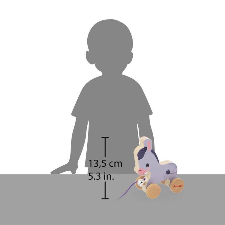 Janod Wooden Donkey - Bell Pull Toy for First Walkers, 12M+