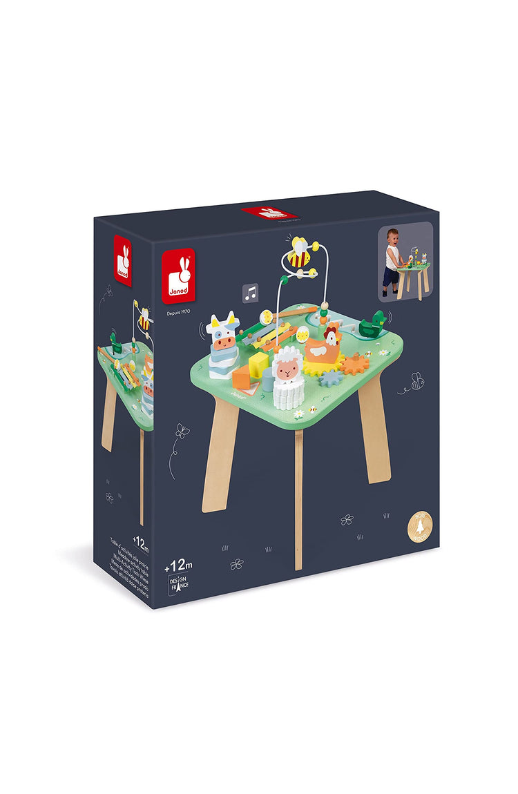 Janod Pretty Meadow Activity Table - 7 Fun Wooden Games