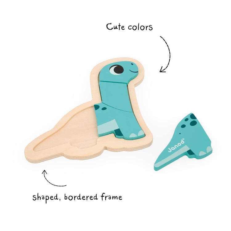 Janod Dino Puzzles - 4 Progressive FSC Wooden Dinosaurs