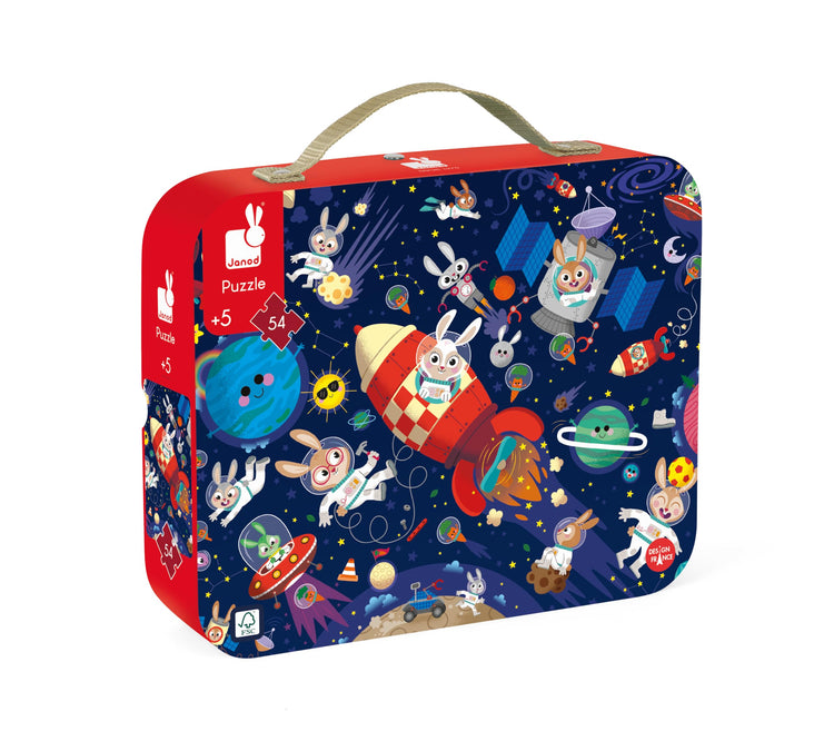 Janod Rocket Rabbits Puzzle - 54 Pieces in a Carrying Case