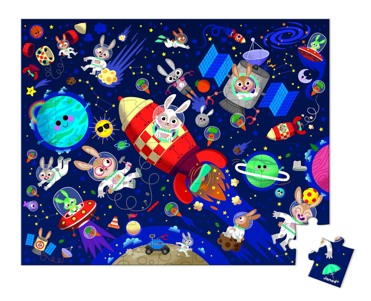 Janod Rocket Rabbits Puzzle - 54 Pieces in a Carrying Case