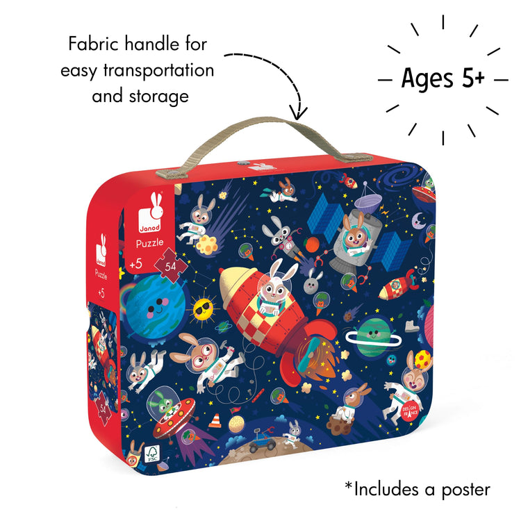 Janod Rocket Rabbits Puzzle - 54 Pieces in a Carrying Case