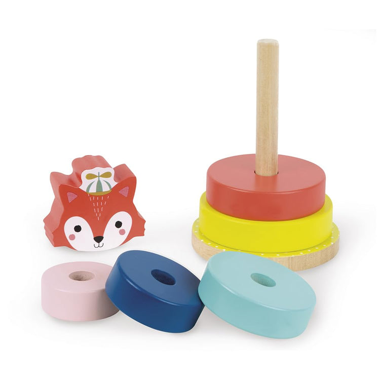 Janod Baby Forest Fox Stacker - 7 Colorful Wooden Pieces