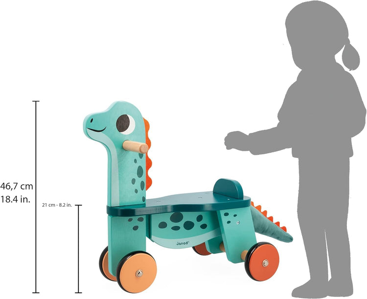 Janod Portosaurus Ride-On - Steerable Wooden Dino Adventure