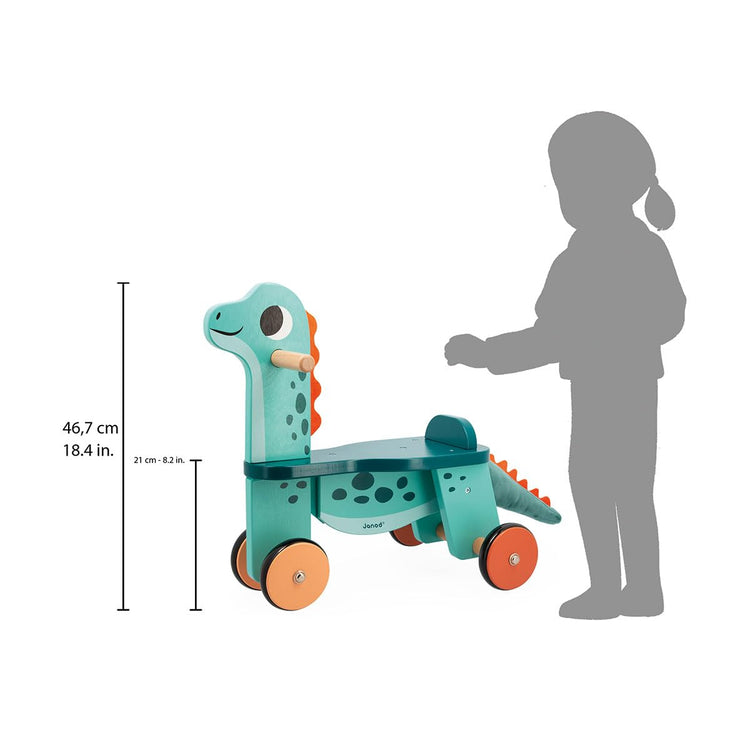 Janod Portosaurus Ride-On - Steerable Wooden Dino Adventure