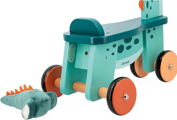 Janod Portosaurus Ride-On - Steerable Wooden Dino Adventure