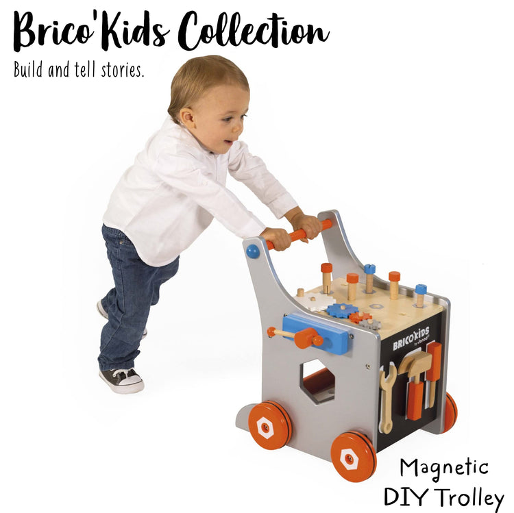 Janod Magnetic DIY Wooden Trolley - 26 Accessories Tool Walker