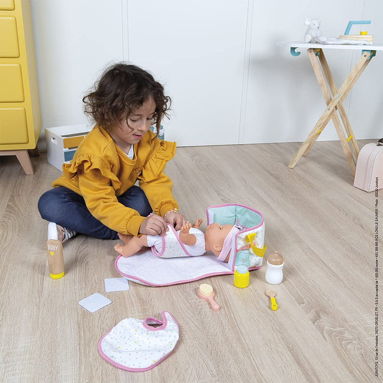 Janod Nursery Changing Set - Doll Diaper Bag with 9 Accessories