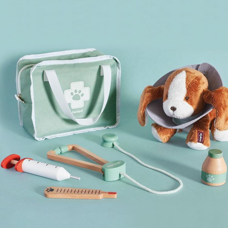 Janod Vet Suitcase - 15-piece Pet Care Kit with X-rays & Badge