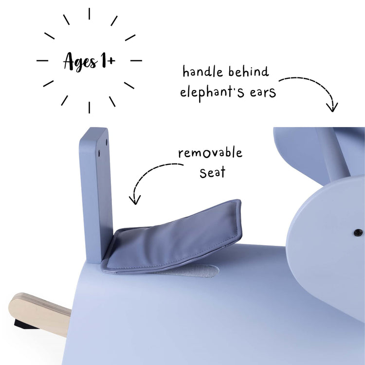 Janod Rocking Elephant - Wooden Ride-On with Anti-Tip Base